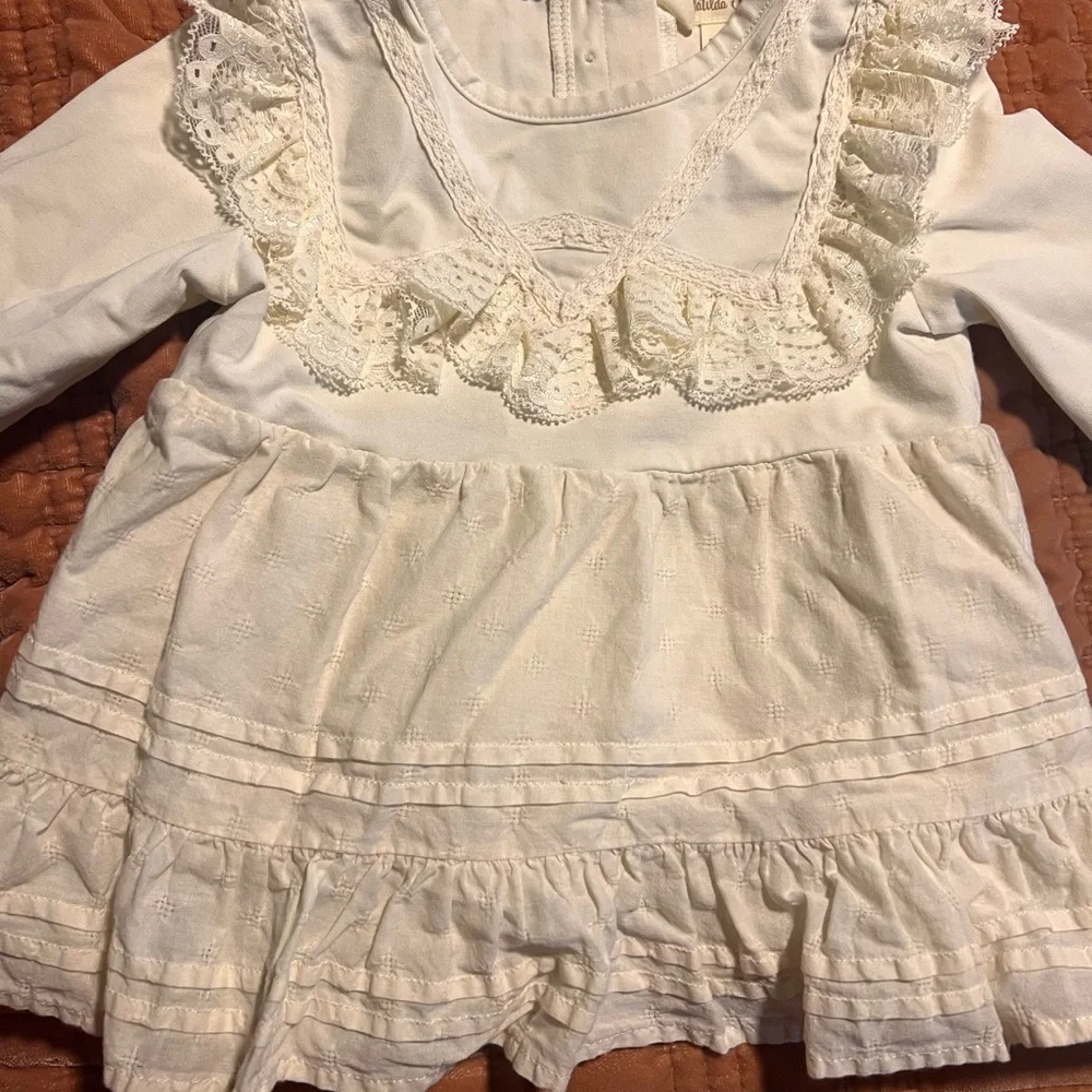 Matilda Jane Cream Ruffled Top-size 2 - Picture 2 of 3